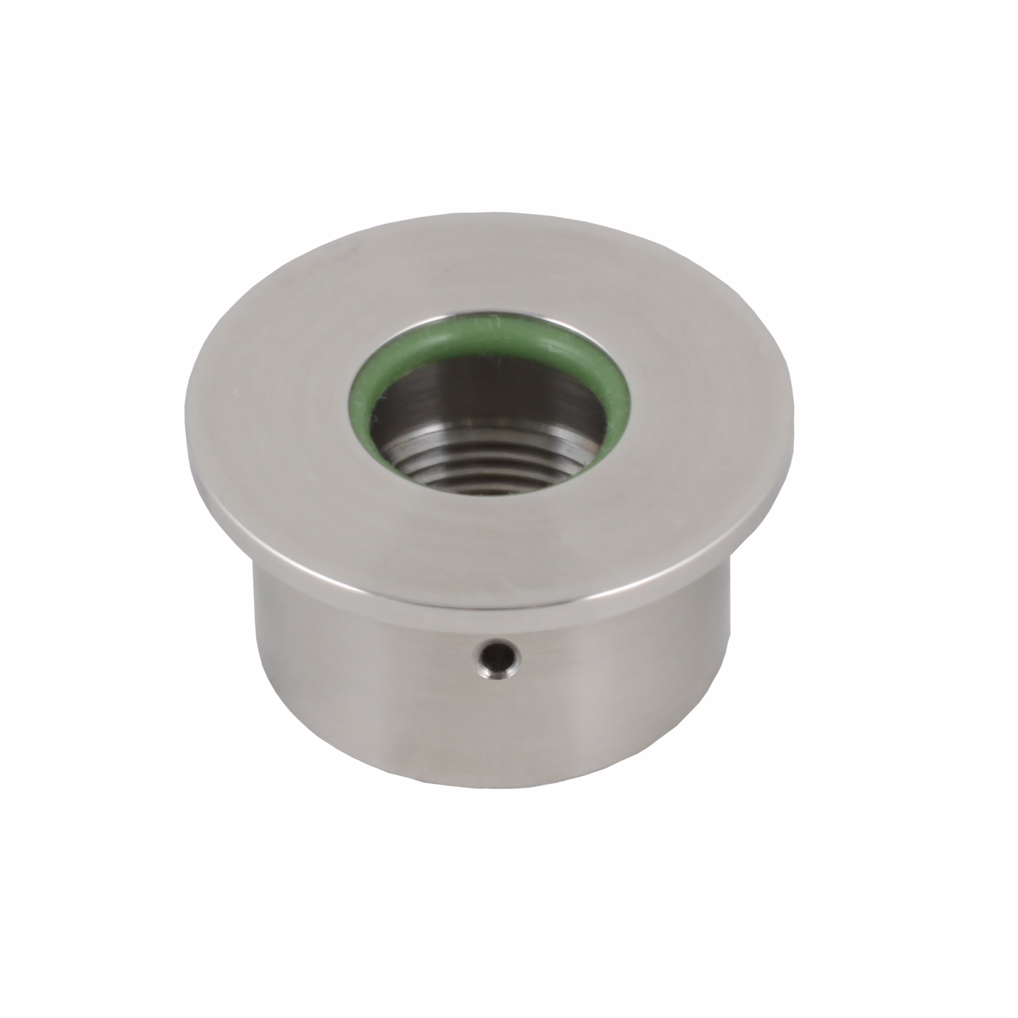 Приварная бобышка, резьба 3/4" PF (цилиндрическая), гигиеническое исполнение с юбкой под приварку и индикатором протечки, нерж.сталь 321
