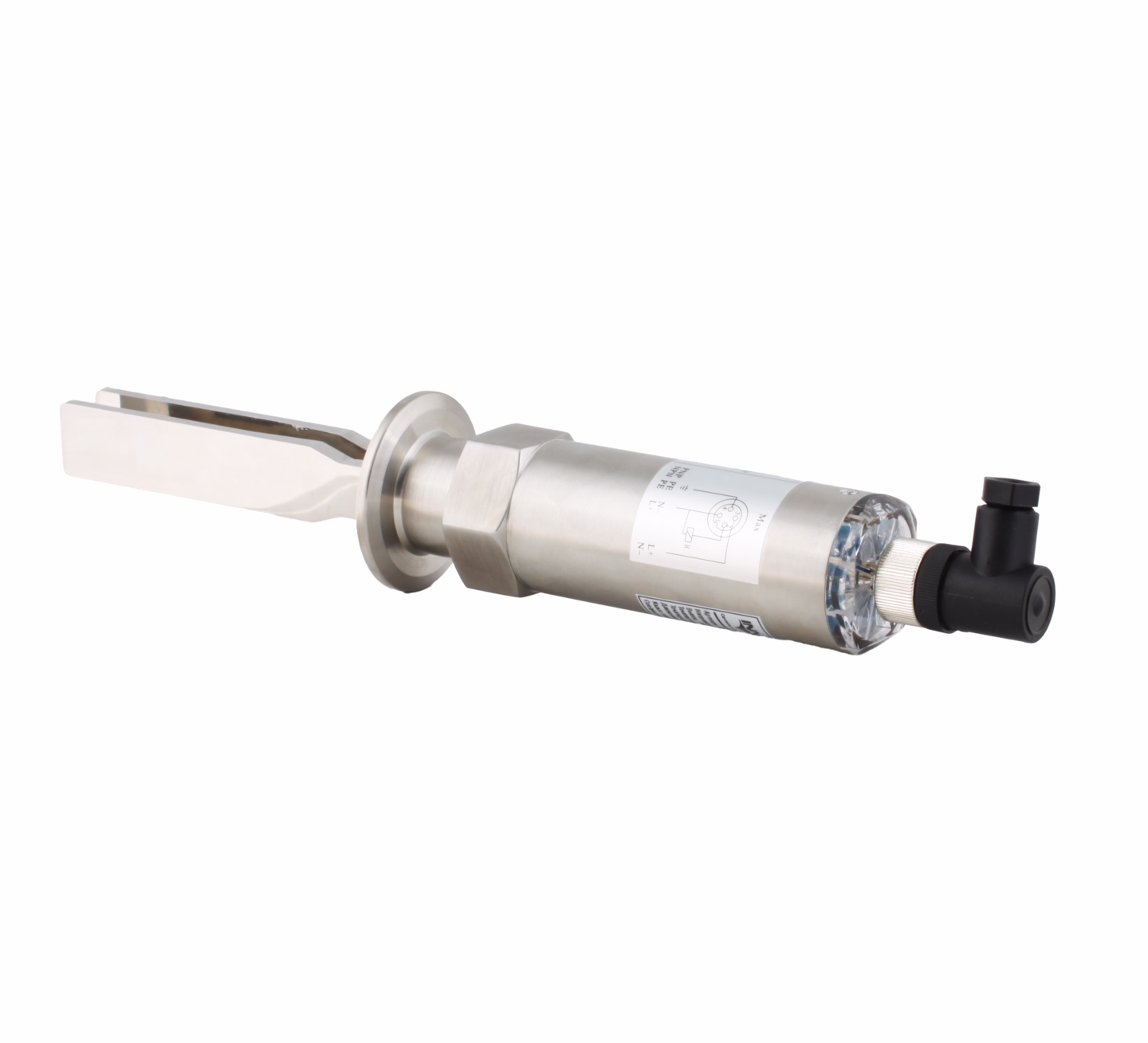 Вибрационный датчик уровня жидкостей INNOLEVEL, -40 +150°С, Pmax=10 bar, 12 - 55 VDC, IP65/67, соединение - Clamp DN40, удлинение 100 мм, нерж. сталь 316L, электрополировка зондов