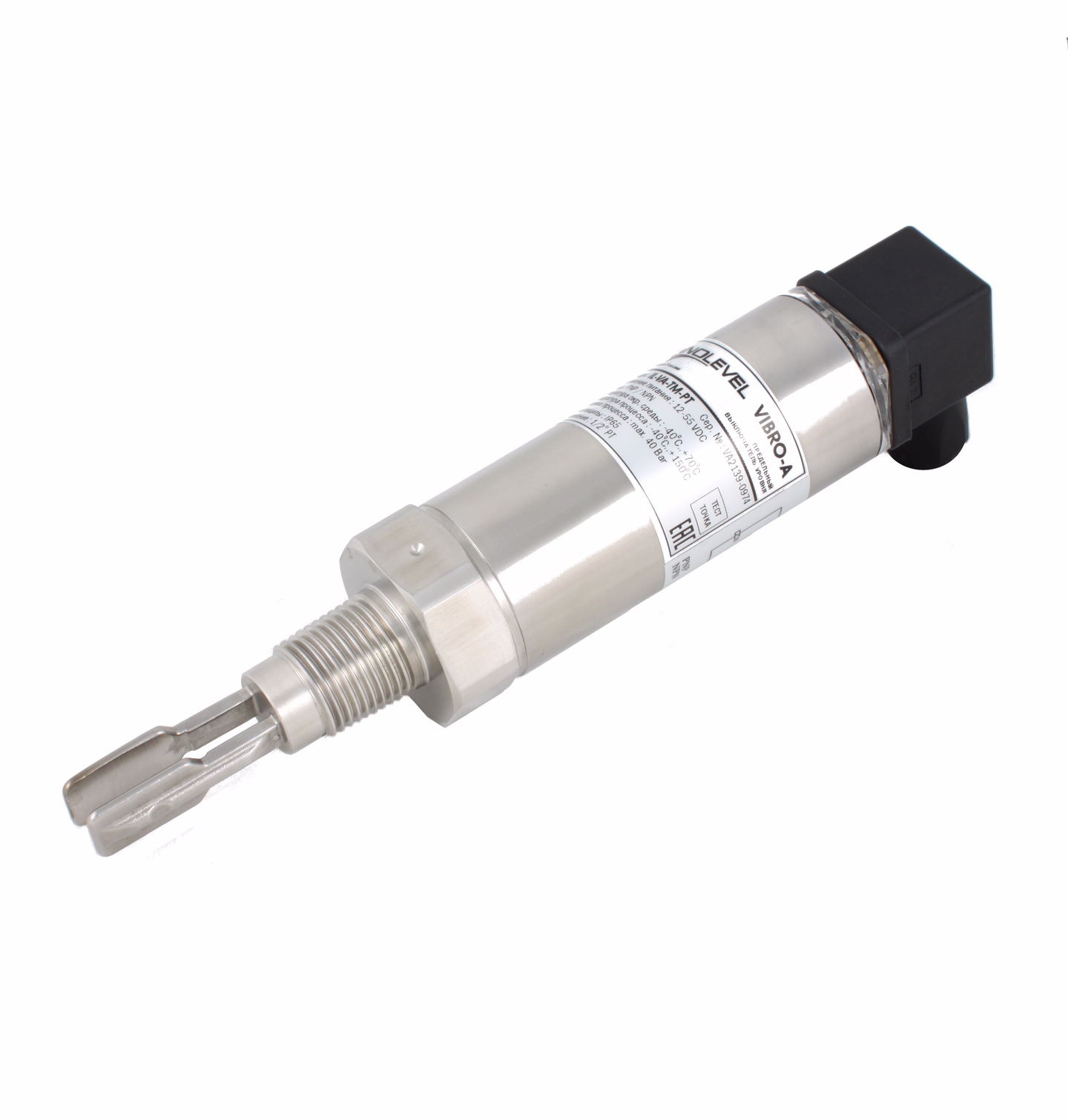 Вибрационный датчик уровня жидкостей INNOLEVEL, -40 +150°С, Pmax=40 bar, 12 - 55 VDC, IP65, соединение- резьба 1/2'' PT(коническая), удлинение 40 мм, нерж. сталь 316L
