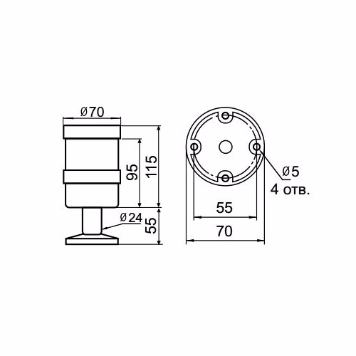 Светосигнальная колонна INNOCONT TL70-220-Y-55