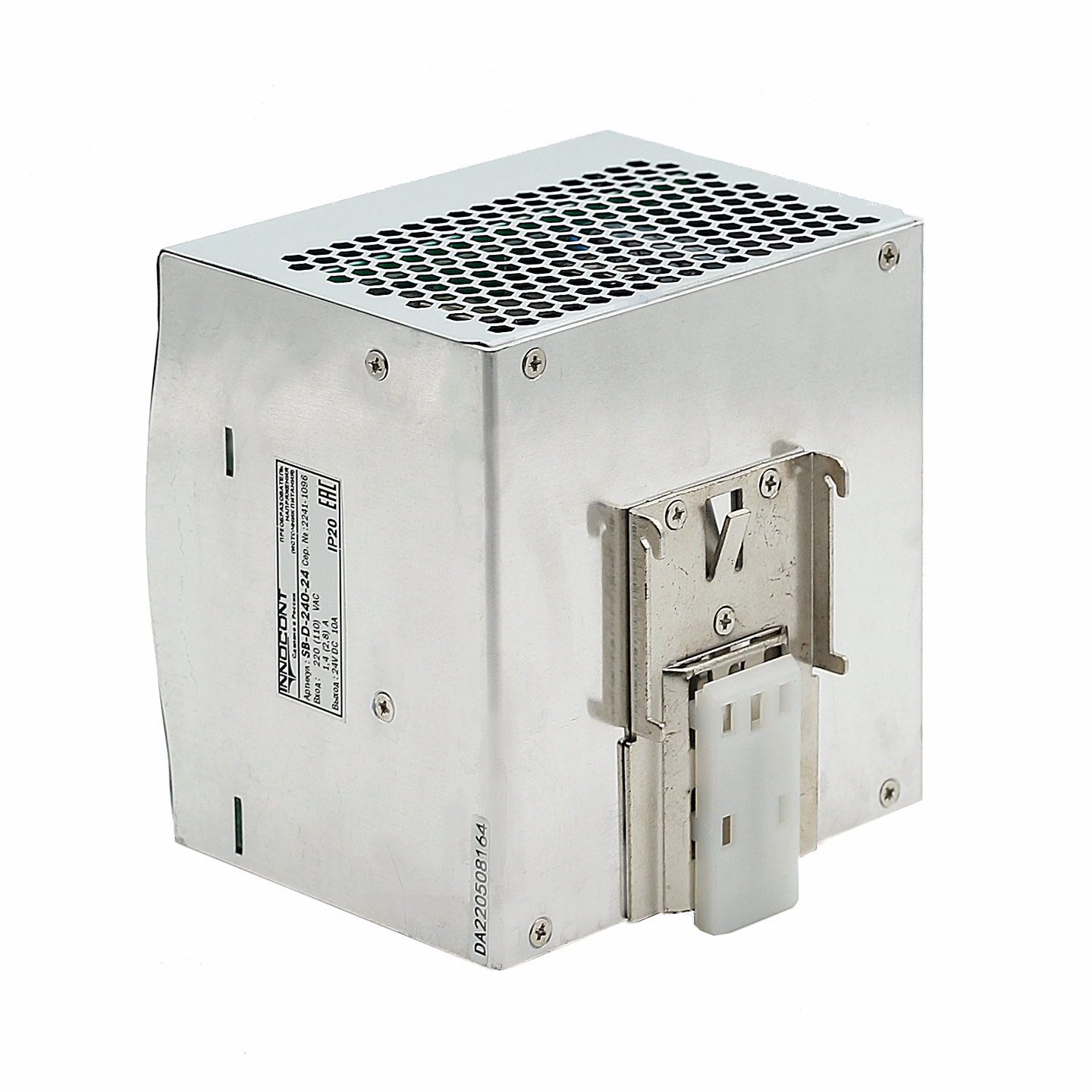 Источник питания INNOCONT. Вход: 220VAC, 1.4А, выход: 240W, 24VDC, 10A, -10 +50С, типы защиты: КЗ, перегрузка, перенапряжение SB-D-240-24