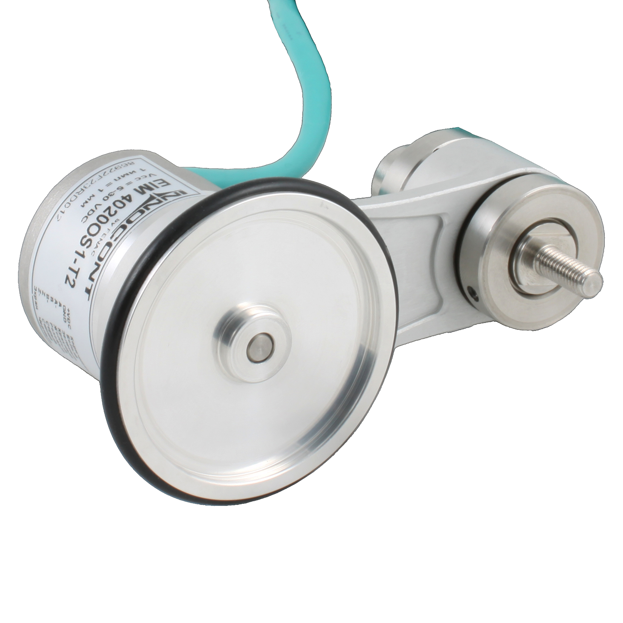 Инкрементальный энкодер INNOCONT D=40мм с мерным колесом L=200мм, контактная поверхность - резина, профиль гладкий, 1имп/0,5мм, 5…30VDC, выход HTL, IP64, -20…+85°C, тангенциальный кабель 2м