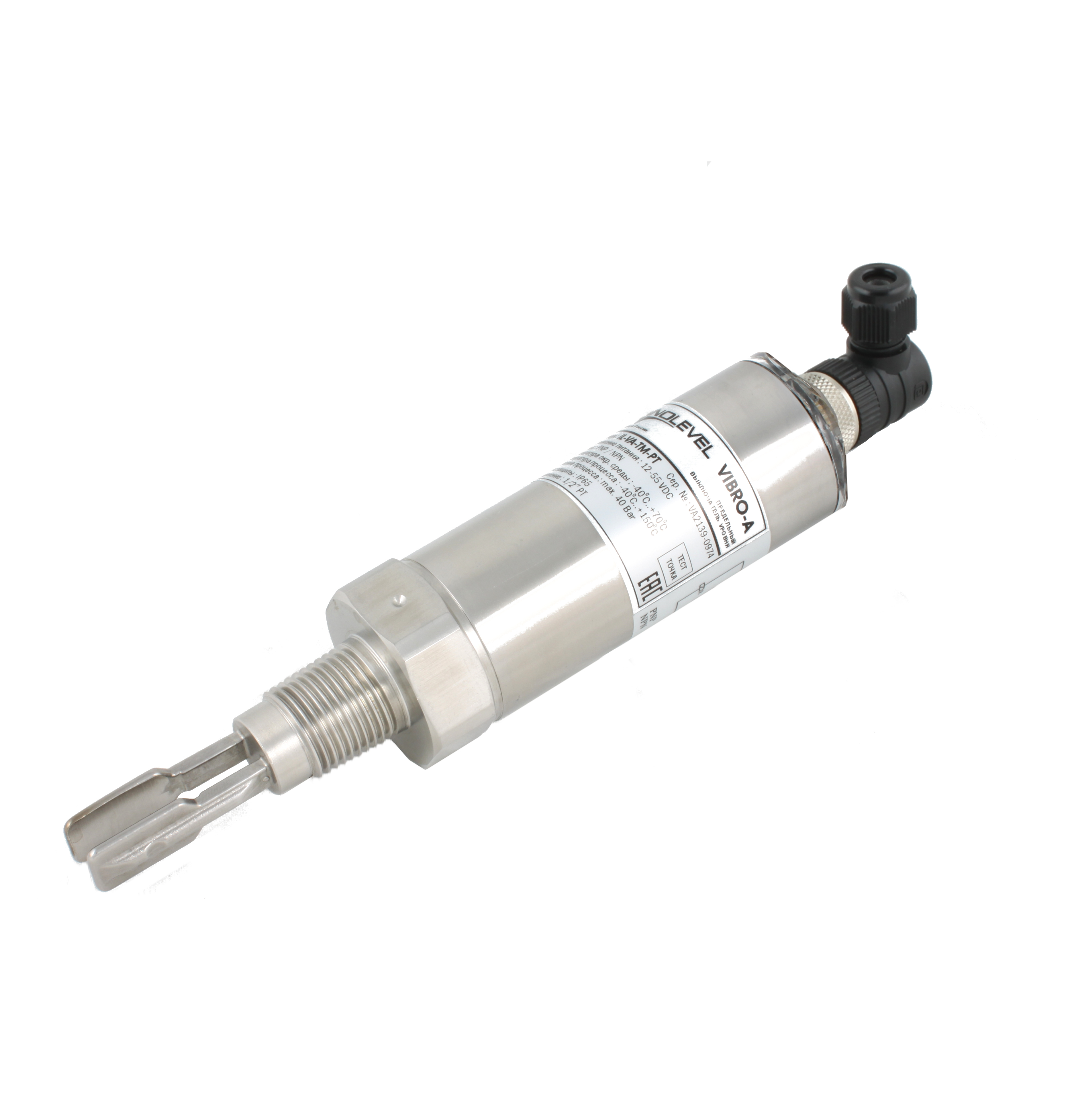 Вибрационный датчик уровня жидкостей INNOLEVEL, -40 +150°С, Pmax=40 bar, 12 - 55 VDC, IP65/67, соединение- резьба 1/2'' PT(коническая), удлинение 40 мм, нерж. сталь 316LP