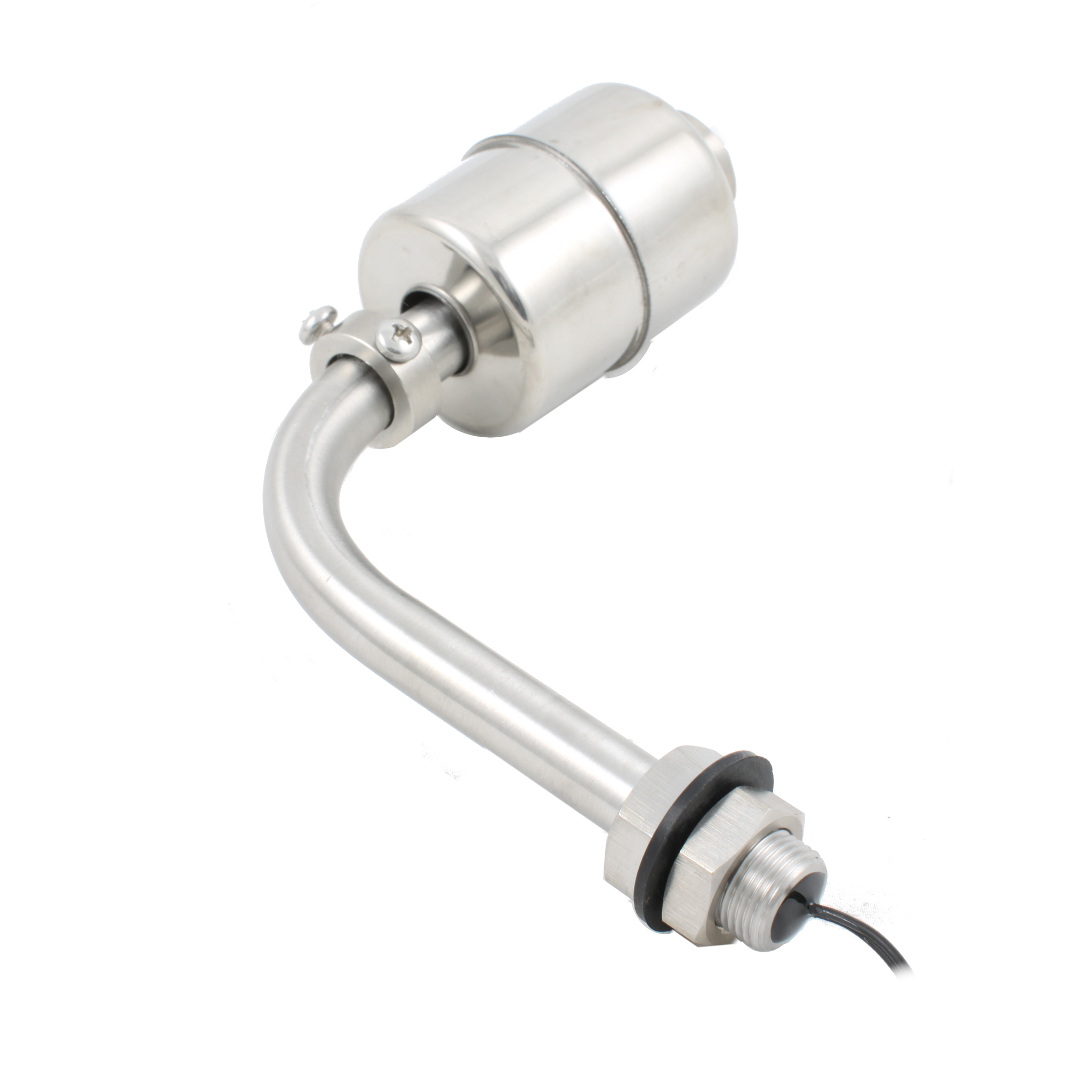 Поплавковый датчик уровня жидкости INNOLEVEL, Г-образное исполнение, -20 +120 С, соединение- резьба 3/8"PF нерж. сталь, кабель 500 мм, поплавок D=45 мм нерж. сталь