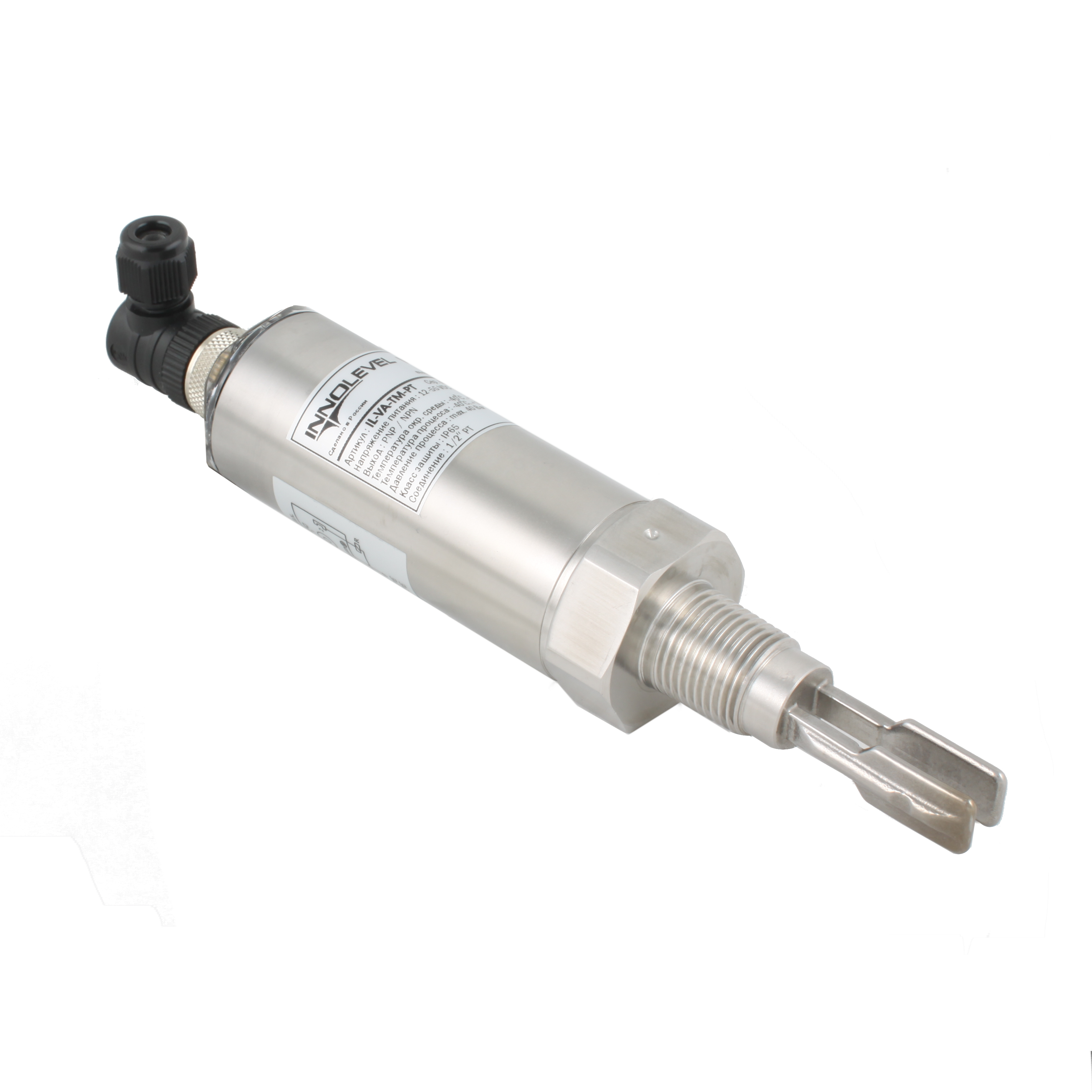 Вибрационный датчик уровня жидкостей INNOLEVEL, -40 +150°С, Pmax=40 bar, 12 - 55 VDC, IP65/67, соединение- резьба 1/2'' PT(коническая), удлинение 40 мм, нерж. сталь 316LP