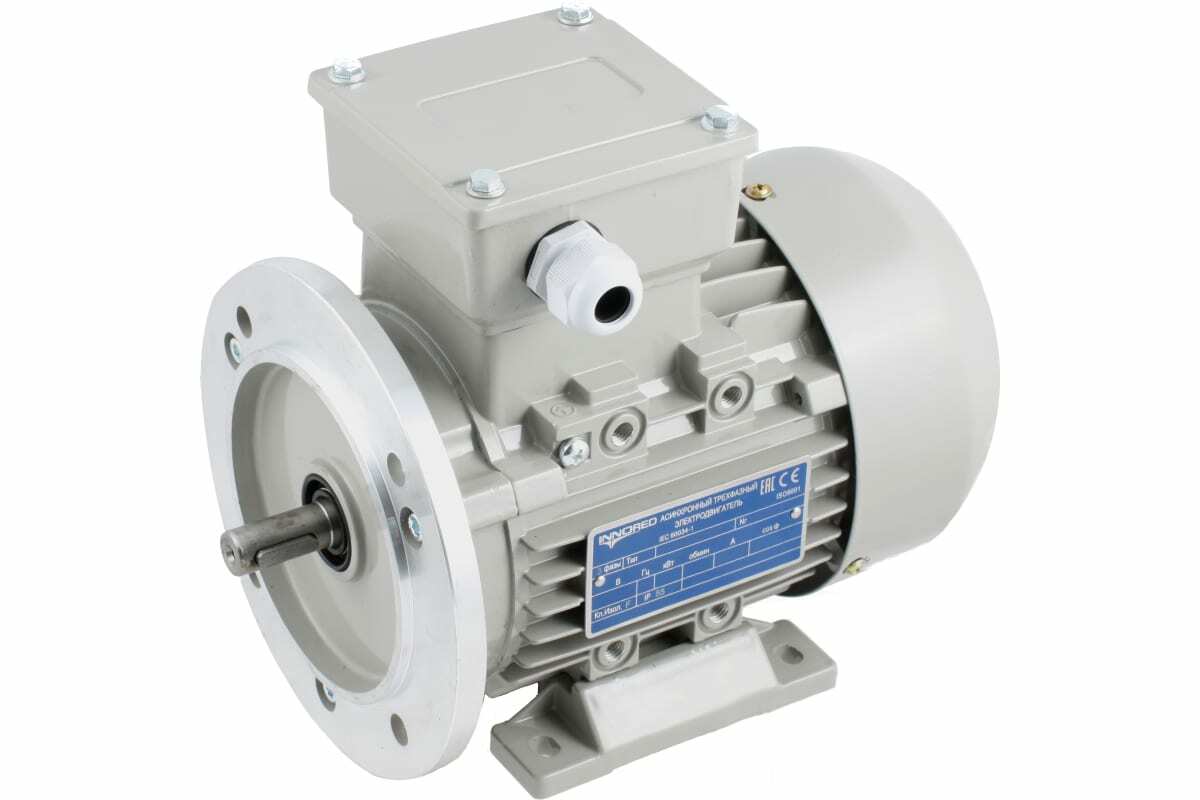 Электродвигатель трёхфазный асинхронный INNORED (2.2 кВт 1400 об/мин) 250"28мм, на лапах, схема включения "звезда"/"треугольник" (380В/220В), IP55 RM100L1-4 B35