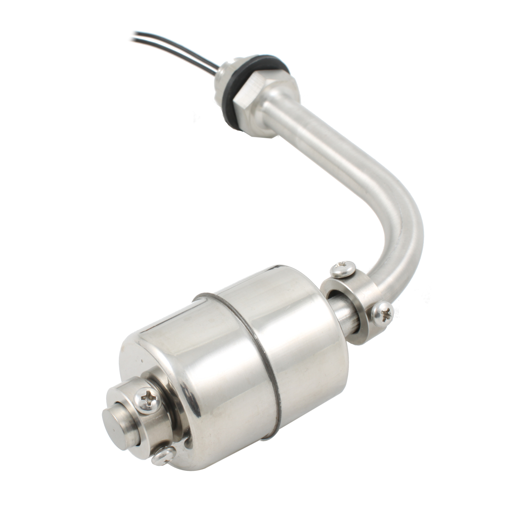 Поплавковый датчик уровня жидкости INNOLEVEL, Г-образное исполнение, -20 +120 С, соединение- резьба 3/8"PF нерж. сталь, кабель 500 мм, поплавок D=45 мм нерж. сталь