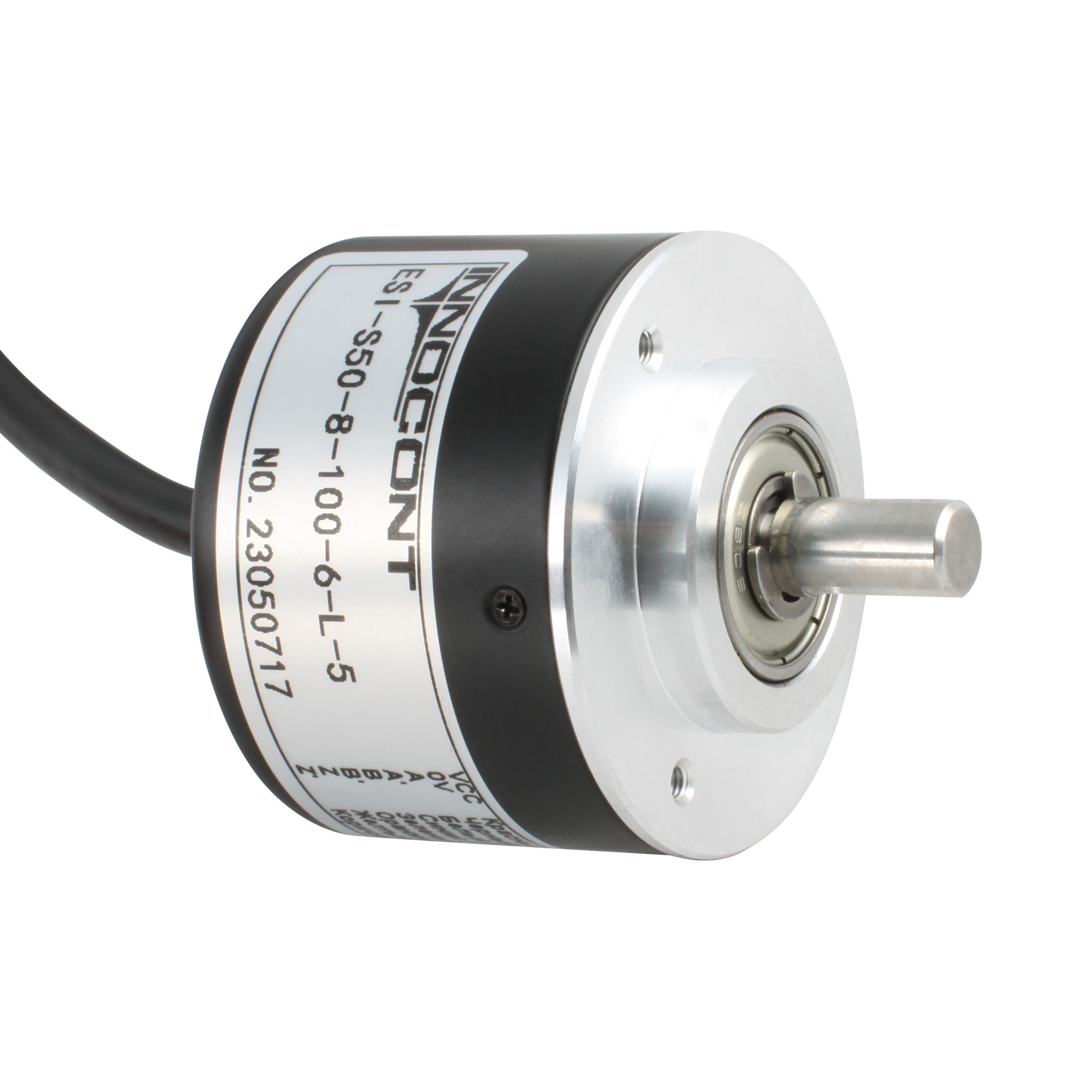 Инкрементальный энкодер INNOCONT D=50мм, выступающий вал 8мм, 5000 имп/об, 5VDC, выход TTL, IP54, -20…+80°C, аксиальный кабель 2м