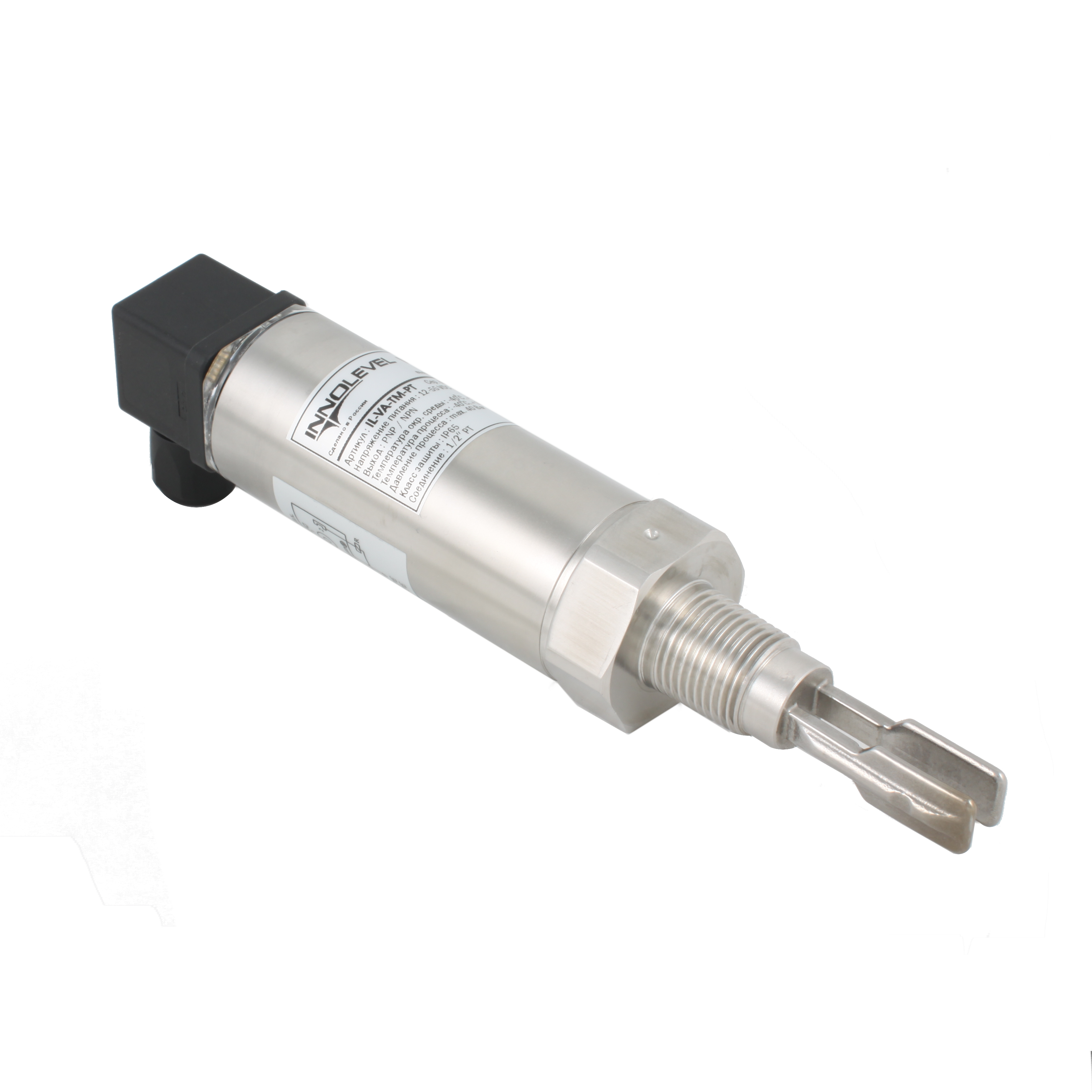 Вибрационный датчик уровня жидкостей INNOLEVEL, -40 +150°С, Pmax=40 bar, 12 - 55 VDC, IP65, соединение- резьба 1/2'' PT(коническая), удлинение 40 мм, нерж. сталь 316L