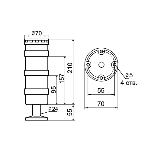 Светосигнальная колонна INNOCONT TL70B-024-RR-55