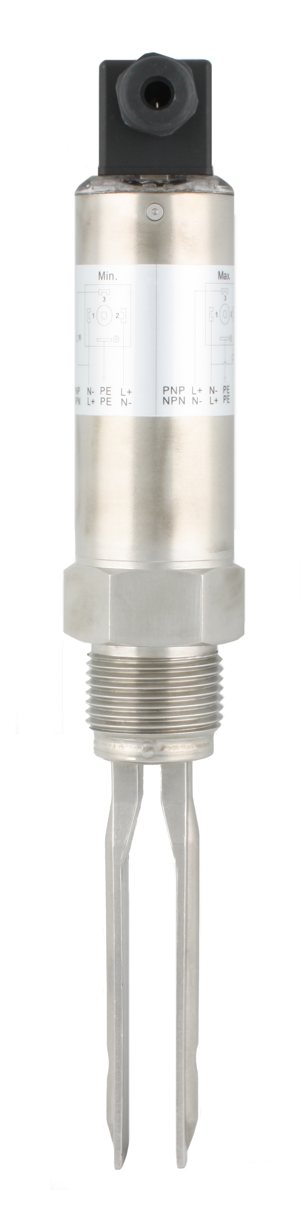 Вибрационный датчик уровня жидкостей INNOLEVEL, -40 +150°С, Pmax=40 bar, 12 - 55 VDC, IP65, соединение- резьба 1'' PT(коническая), удлинение 100 мм, нерж. сталь 316L