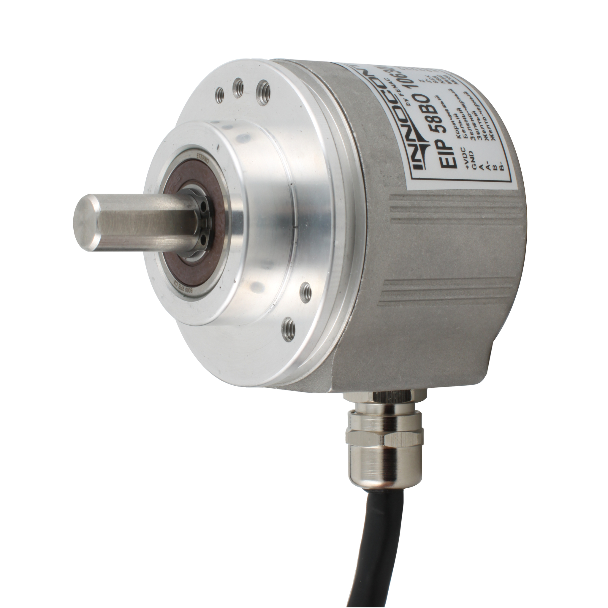 Инкрементальный программируемый энкодер INNOCONT D=58мм, выступающий вал 8мм, 5…30VDC, выход TTL/HTL с инверсией, IP 65