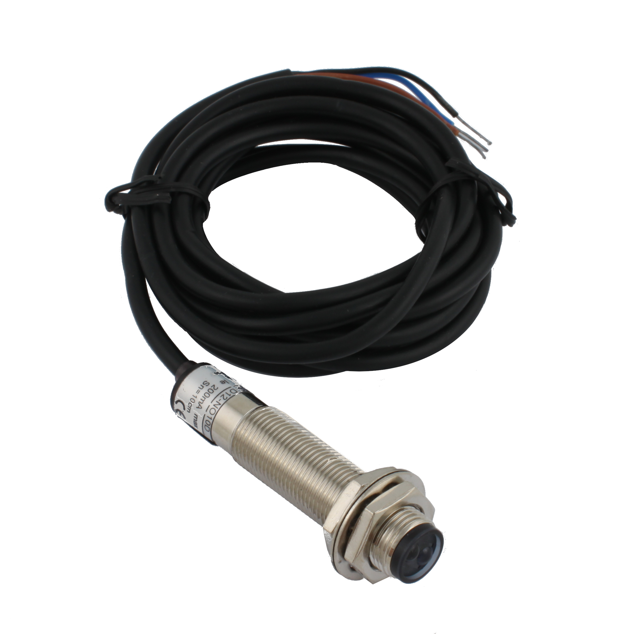 Фотодатчик диффузионный INNOCONT, М12x1, зона срабатывания до 10 см, -10 +60 С, 12…24 VDC, IP67, выход: NPN NO, макс. ток 200 мА, время реакции 3 мс, кабель 2 м PES-D12-NO10D