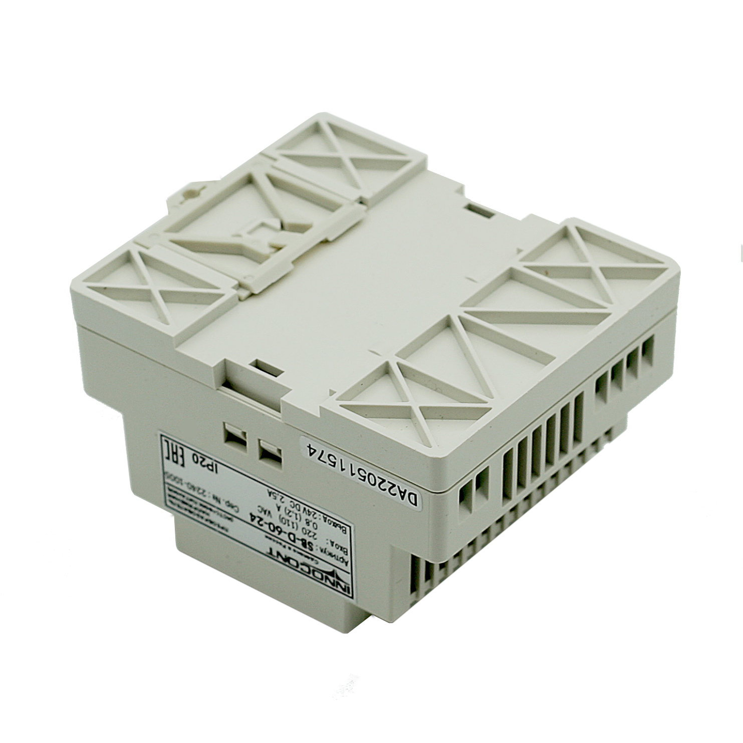 Источник питания INNOCONT. Вход: 220VAC, 0.8А, выход: 60W, 24VDC, 2.5A,-10 +50С, IP20, типы защиты: КЗ, перегрузка, перенапряжение SB-D-60-24