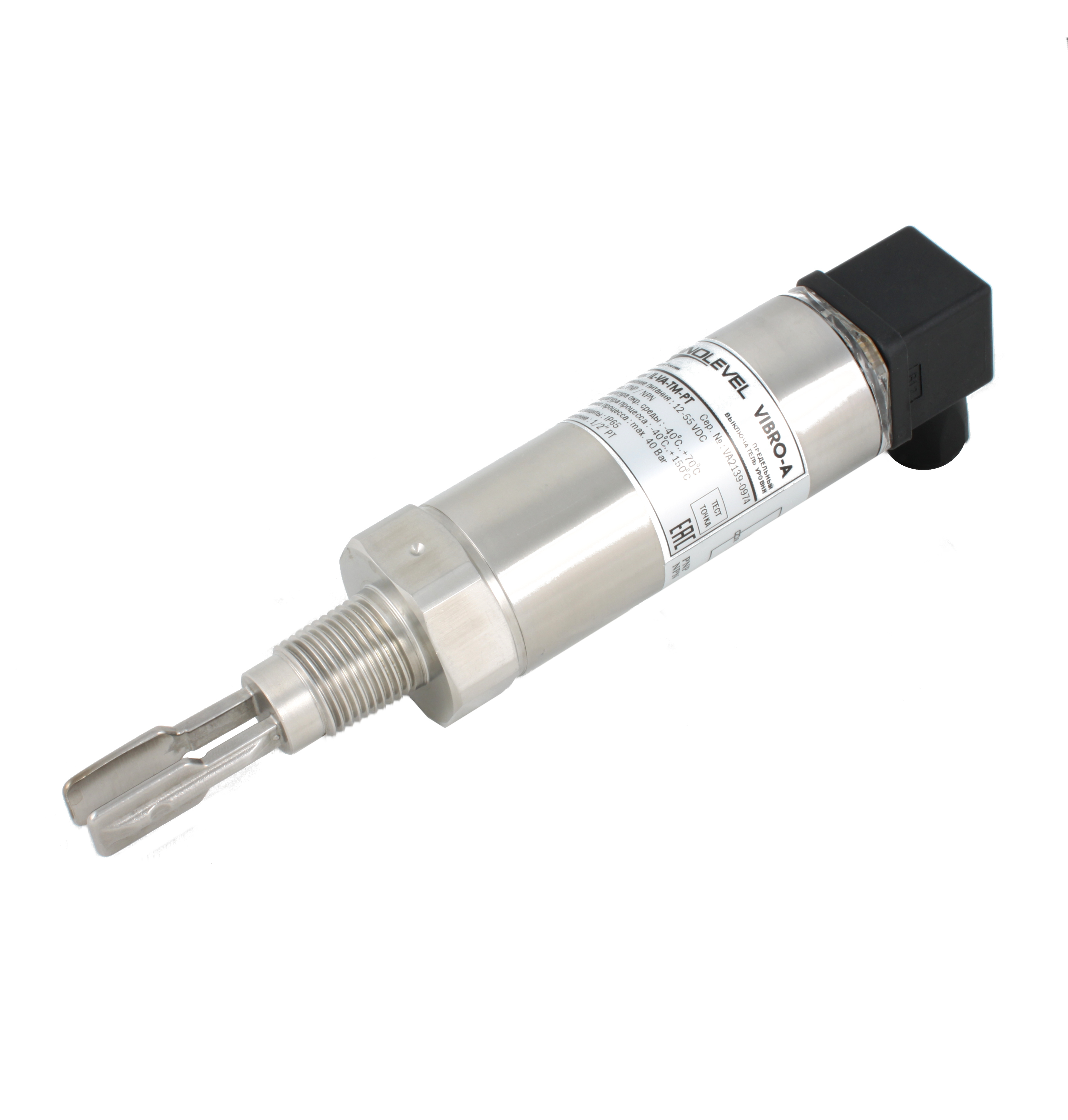 Вибрационный датчик уровня жидкостей INNOLEVEL, -40 +150°С, Pmax=40 bar, 12 - 55 VDC, IP65, соединение- резьба 1/2'' PT(коническая), удлинение 40 мм, нерж. сталь 316L