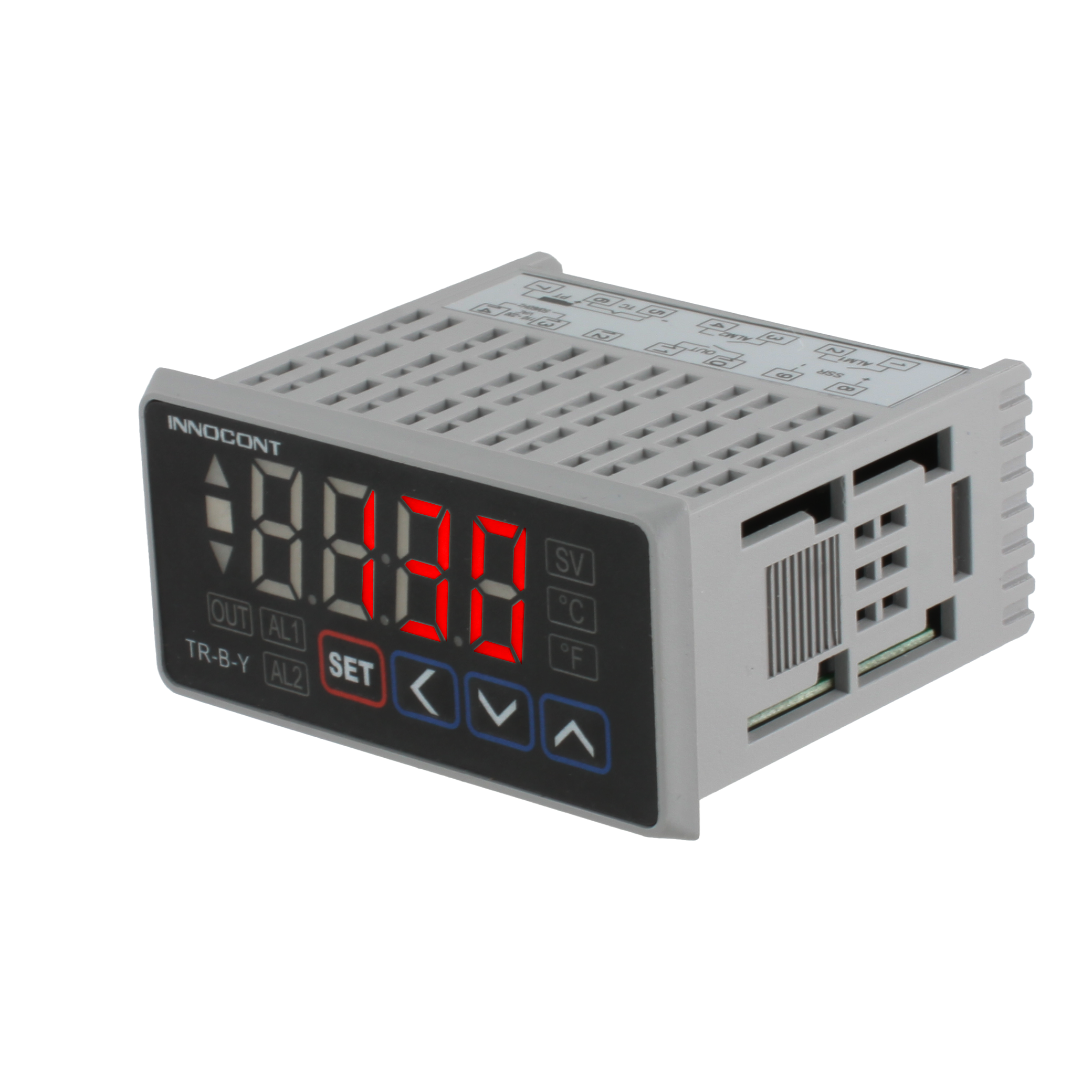 Температурный контроллер INNOCONT, 1 дисплей, 4 разряда, 72x36x64 мм, 2 аварийных выхода, 110-220VAC, выход: реле + твердотельное реле TR-B-Y