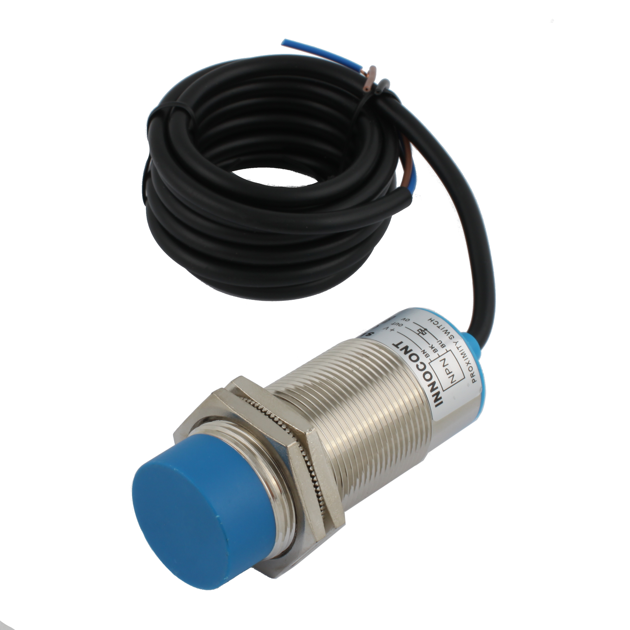 Емкостный датчик INNOCONT, M30x1,5, L=78 мм, зона срабатывания 15 мм, -25 +60 С, 12…24 VDC, IP65, выход: NPN NO, макс. ток 200 мА, кабель 2 м SC-30N15C