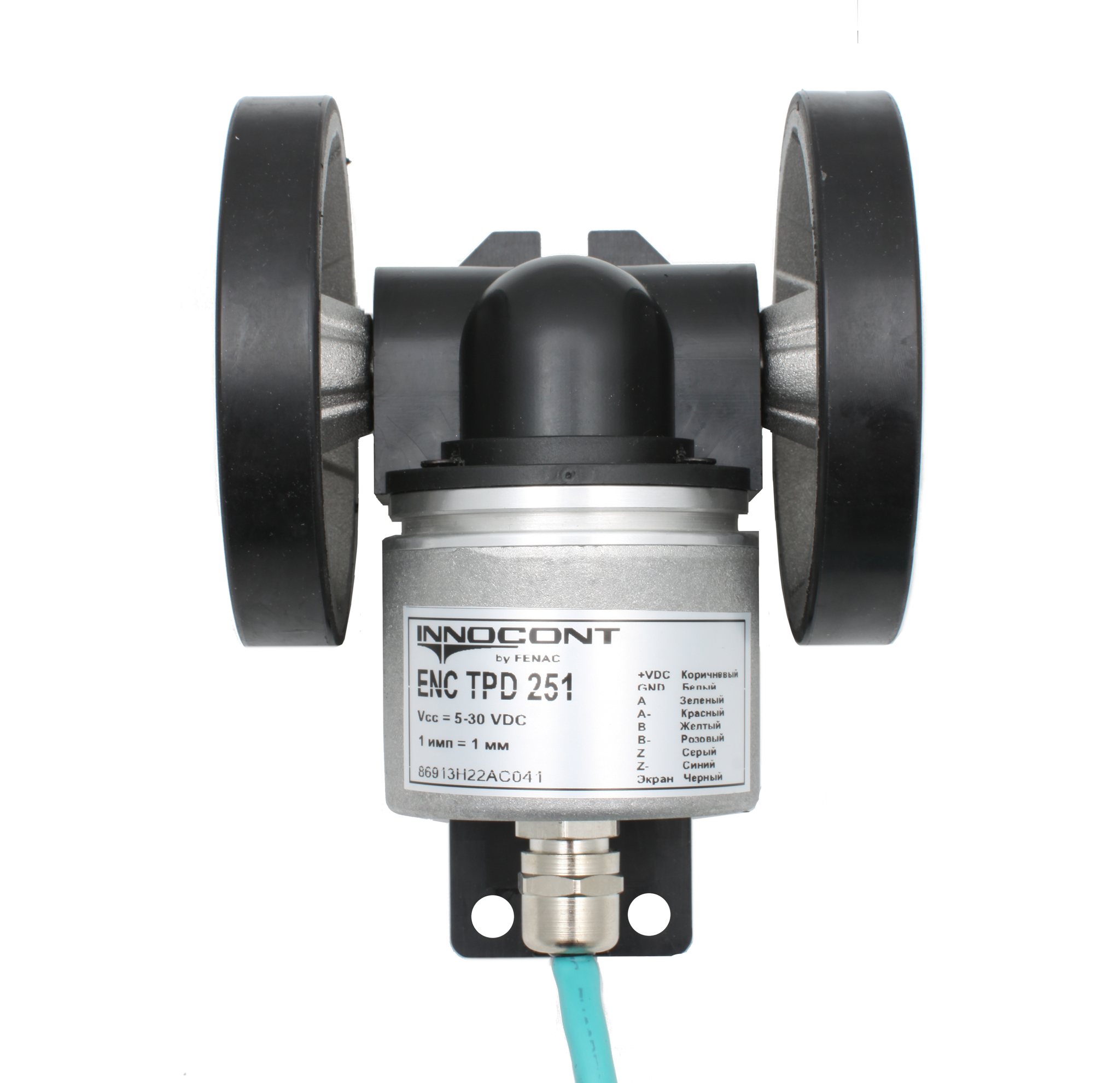 Инкрементальный энкодер INNOCONT с мерным колесом L=250мм, 1 имп/10мм, 5…30VDC, IP65, -20…+85C, кабель 2м ENC TPD 251