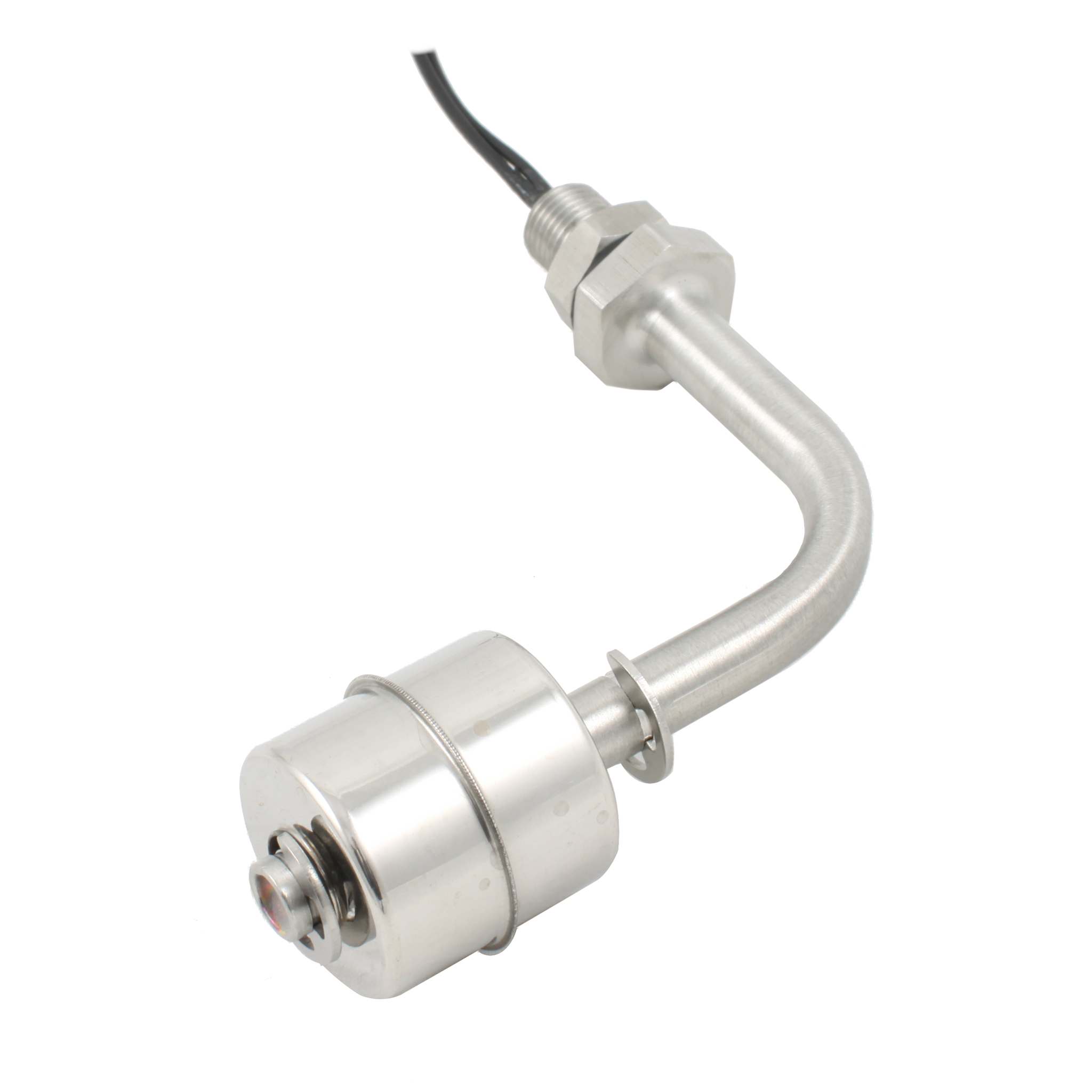 Поплавковый датчик уровня жидкости INNOLEVEL, Г-образное исполнение, -20 +120 С, соединение- резьба 1/8"PF нерж. сталь, кабель 500 мм, поплавок D=28 мм нерж. сталь