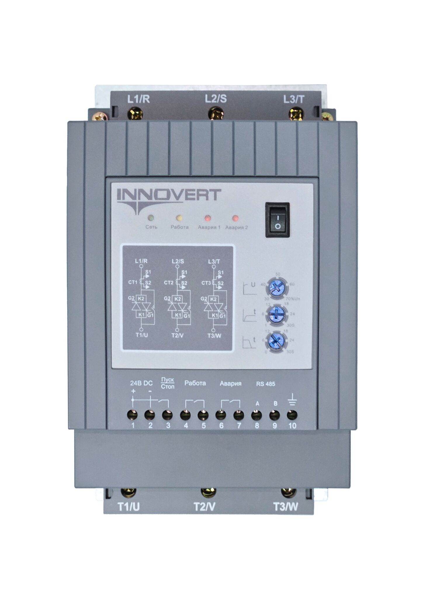 стройство плавного пуска с кнопкой INNOVERT SSD373D43ES, 75А, питание управления 24В, RS-485