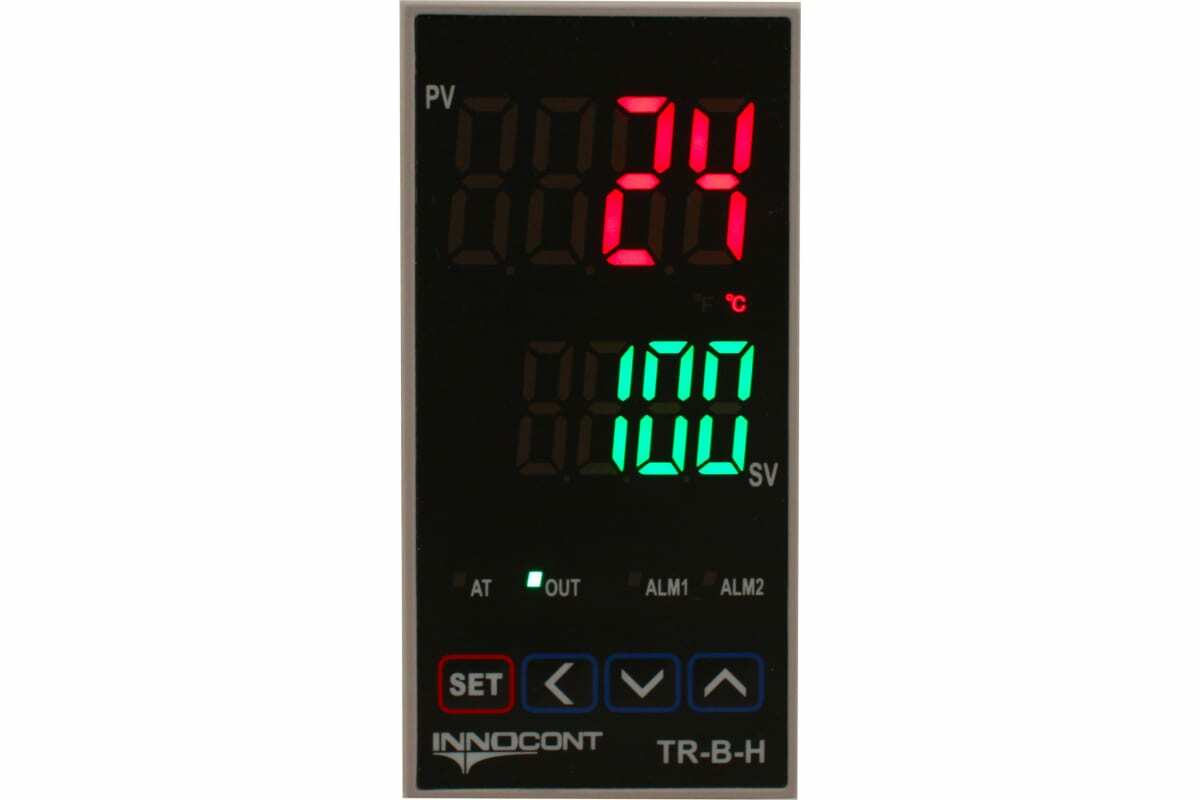 Температурный контроллер INNOCONT, 2 дисплея, 4 разряда, 48x96x62 мм, 2 аварийных выхода, 110-220VAC, выход: реле + твердотельное реле TR-B-H
